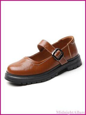Mary Jane Oxford Platform Shoes Faux Leather Buckle Strap Casual